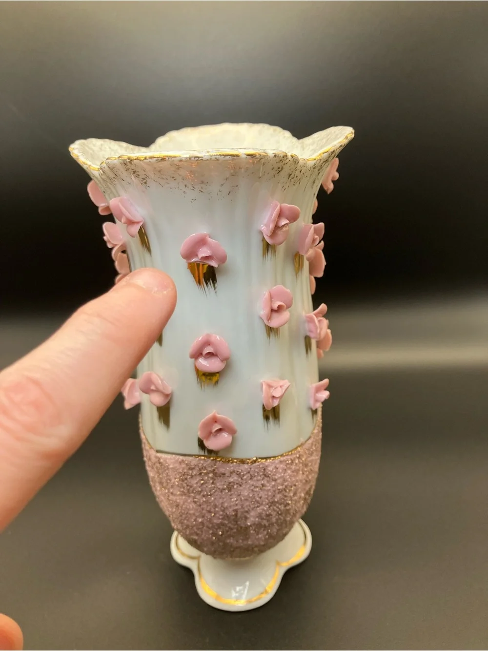 Vintage Pink Floral Accent Vase